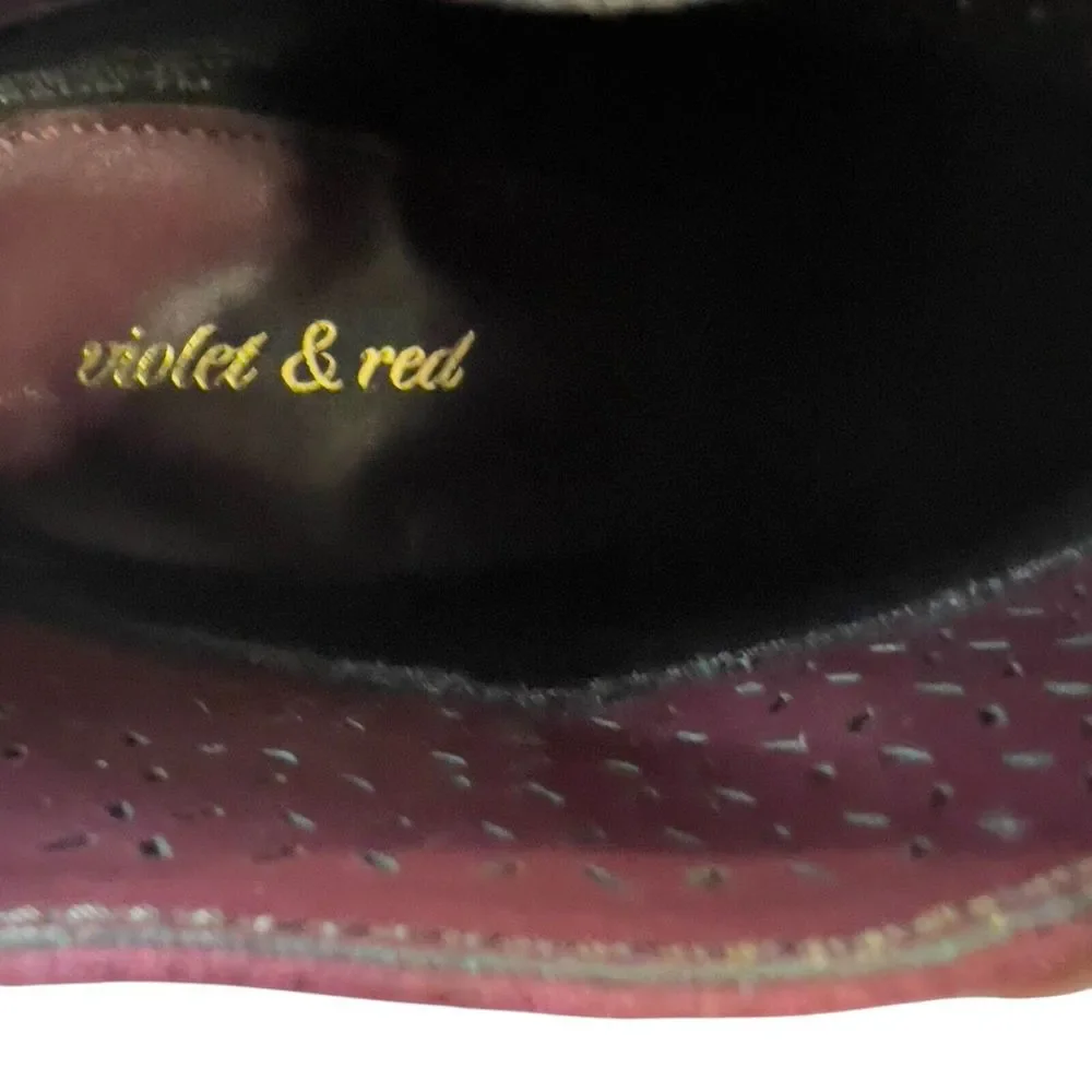 Violet & Red Jackson Lazer Cut Topline Bootie Burgundy Size 7M Fabric Upper NWOB